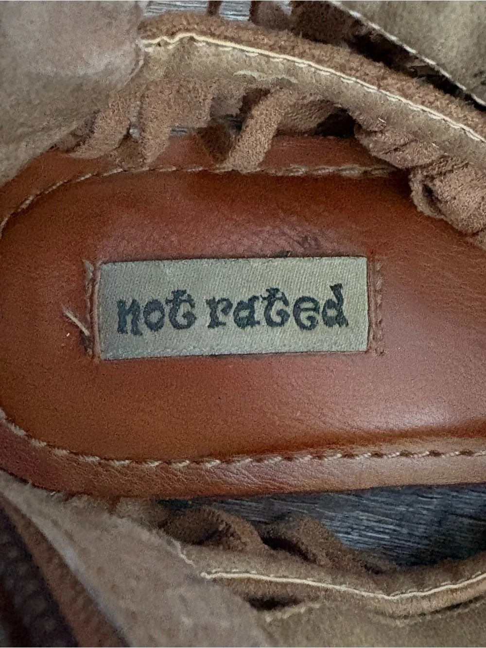 Not Rated Tan Suede Fringe Gladiator Sandals